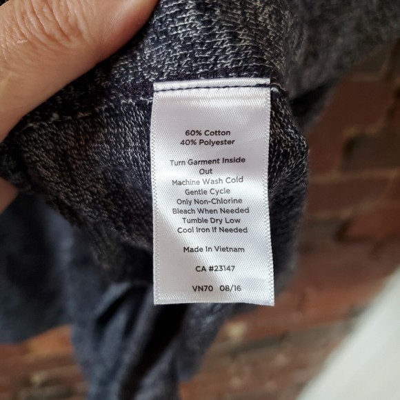 Talbots Womens Poncho Sweater Sz L/XL Gray Split Hem V-Neck Cotton Blend Vest - Picture 7 of 8